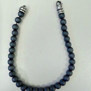 David Yurman Matte Hematite & Sterling Silver Spiritual Bead Bracelet.